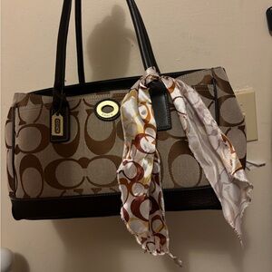 Coach Brown and Black Signature Tote Bag